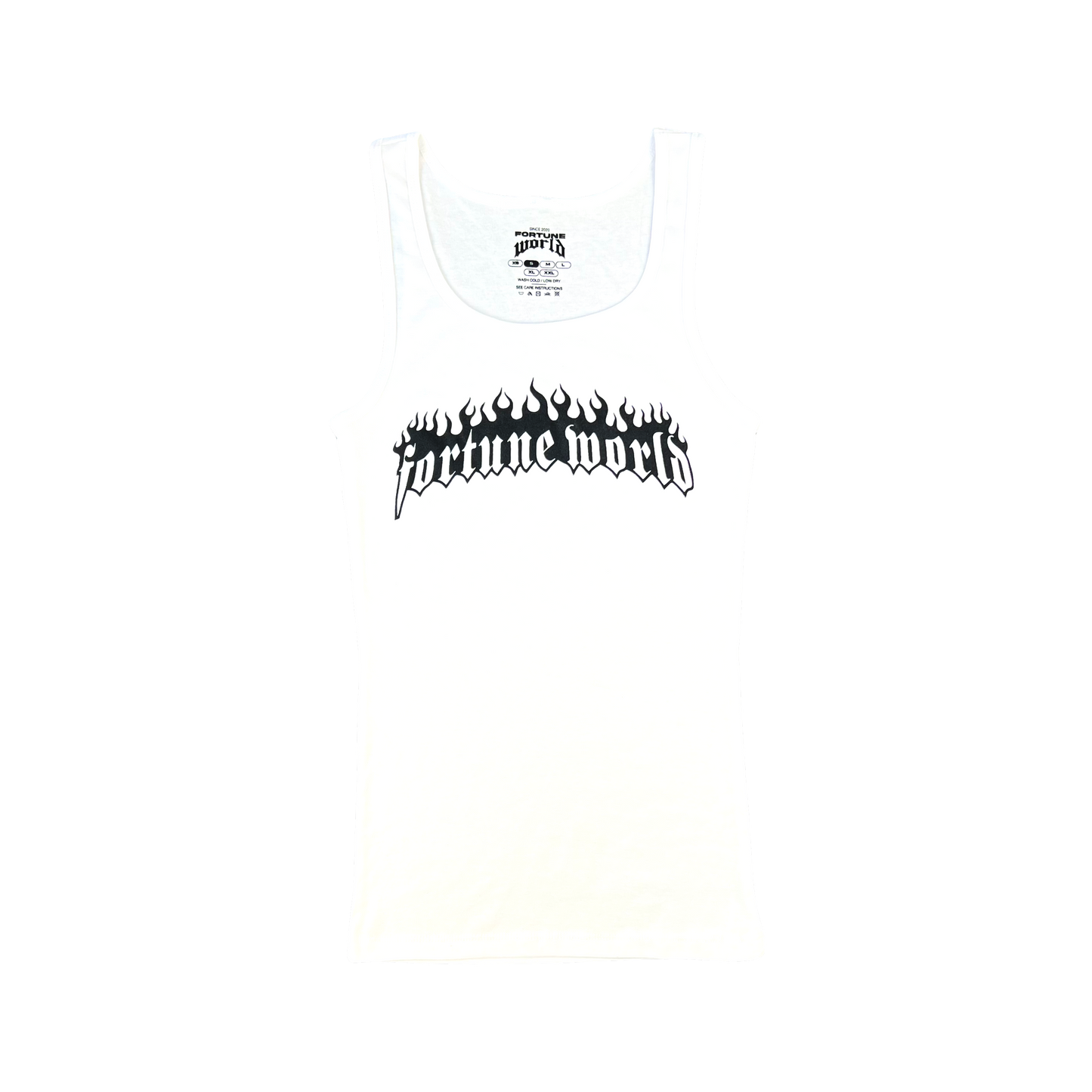 WHITE RIBBED FLAME TANK TOP